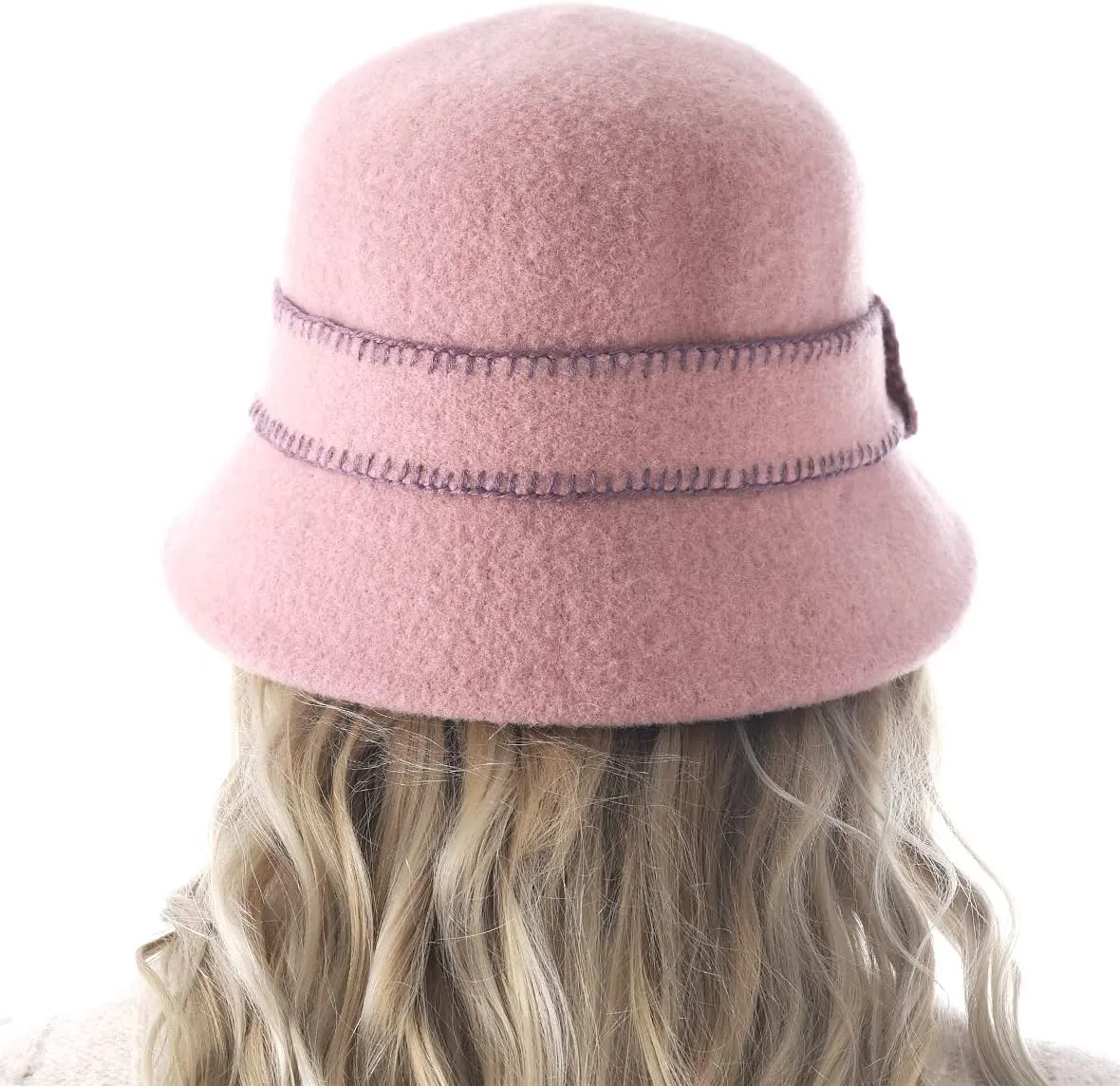 Women Elegant Winter Wool Bucket Hat 1920s Vintage Cloche Bowler Hats