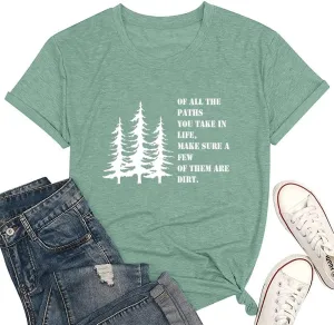 Women Hiking Mountain T Shirt Funny Pine Tree Graphic Tee Summer Outdoor Workout Soft Short Sleeve Close to Nature T-Shirts