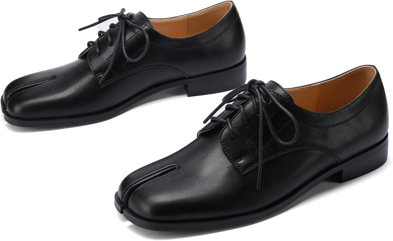 Women Neutral Oxford Shoes Lace-up Handmade Derby Faux Leather Flats Solid Ladies Shoes with Tabi Split Toe