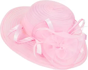 Women Organza Bowler Kentucky Hat Derby Fascinator Hat Tea Party Bridal Wedding Sun Hat