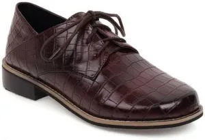 Women Preppy Style Derby Shoes Glossy Patent Leather Low Block Heels