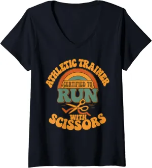 Womens Athletic Trainer Funny Sports Medicine V-Neck T-Shirt