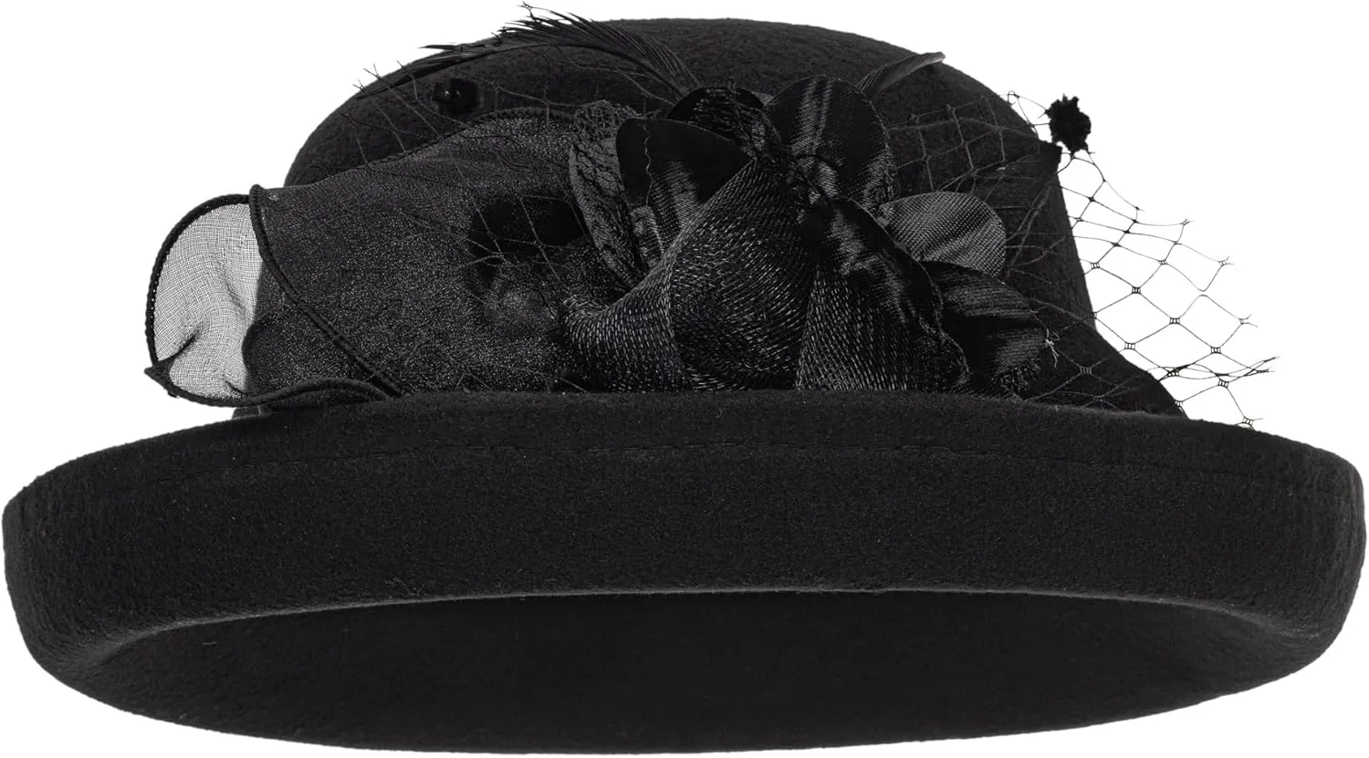 Women's Cloche-Bucket-Hats Vintage Church-Derby - 1920S Wool Felt Winter Upturn Brim Bowler Wedding Party Hats