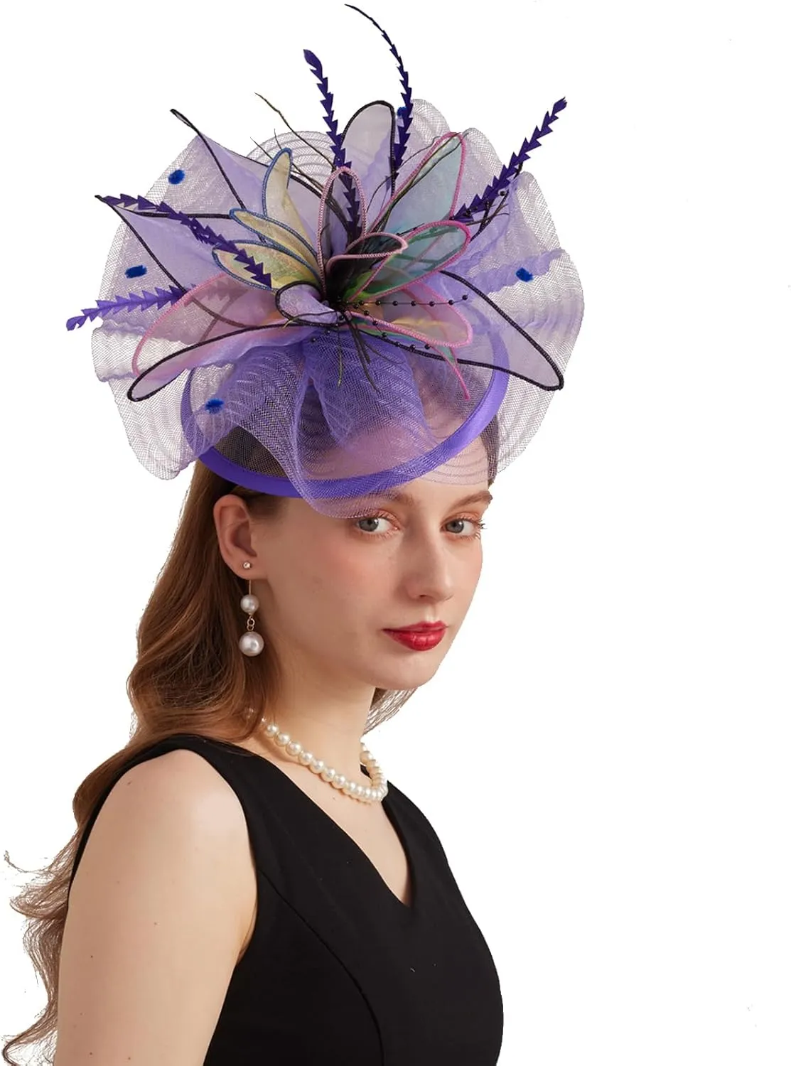 Women's Derby Church Fascinators Hat with Detachable Flowers for Wedding and Tea Party