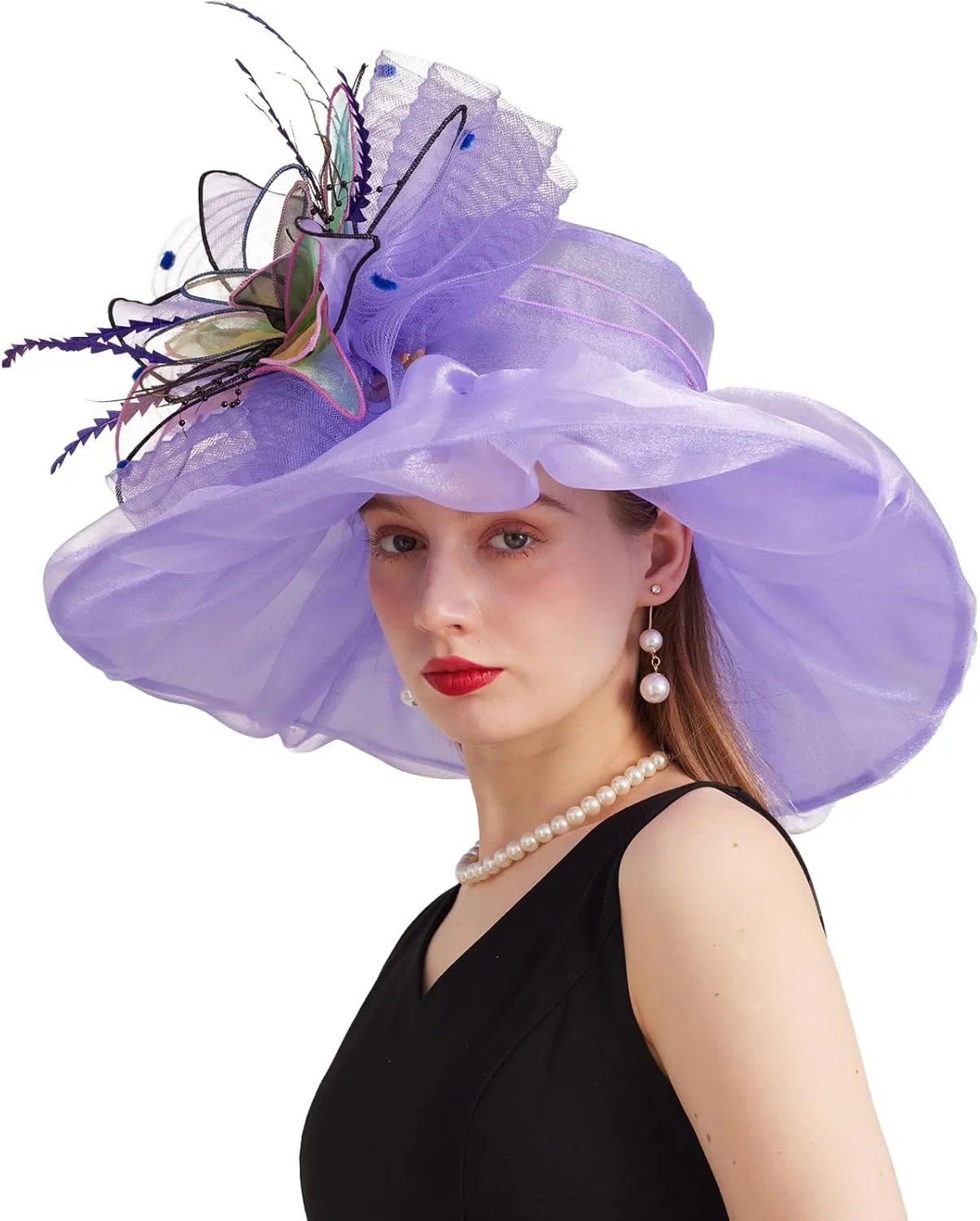 Women's Derby Church Fascinators Hat with Detachable Flowers for Wedding and Tea Party