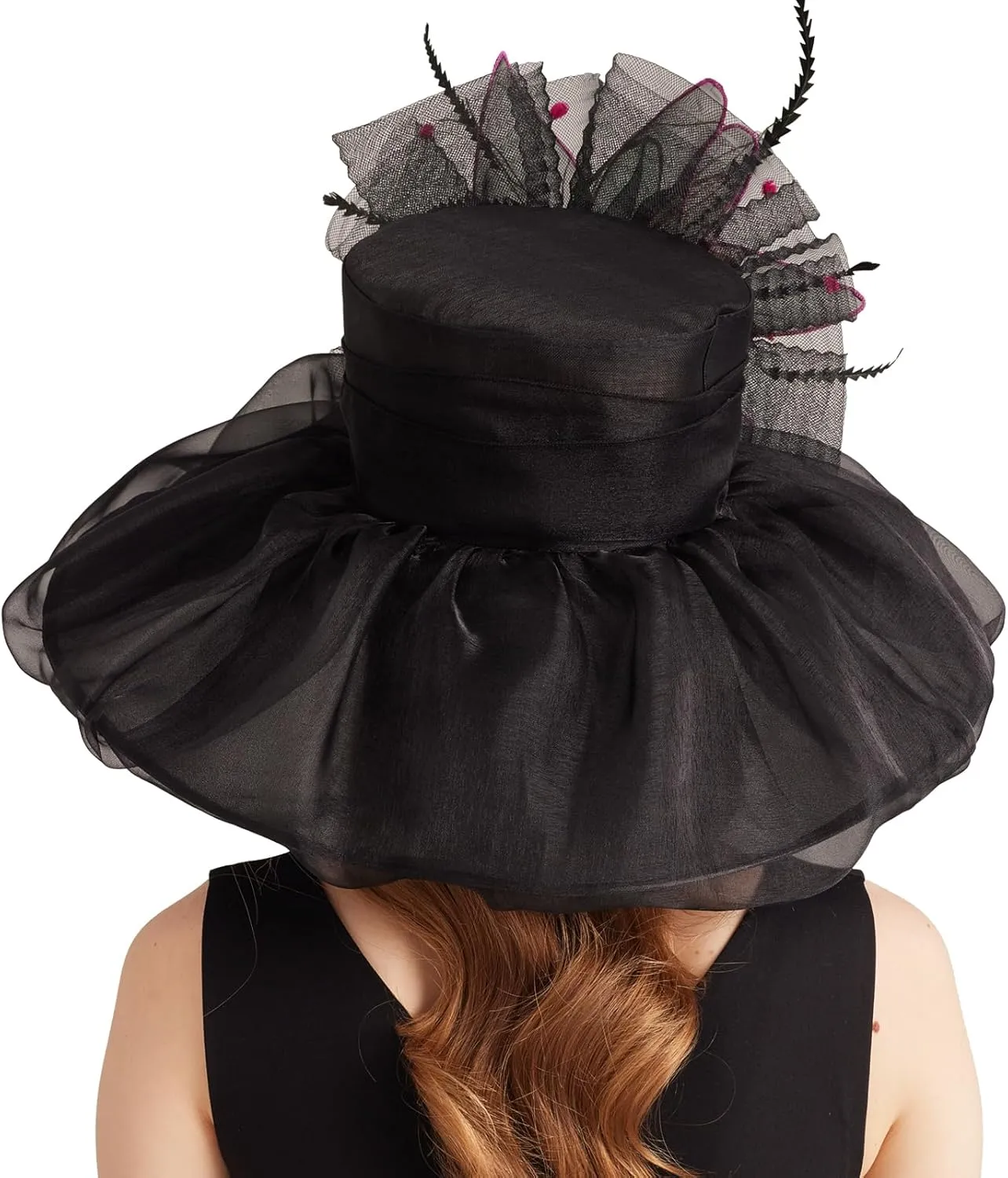 Women's Derby Church Fascinators Hat with Detachable Flowers for Wedding and Tea Party
