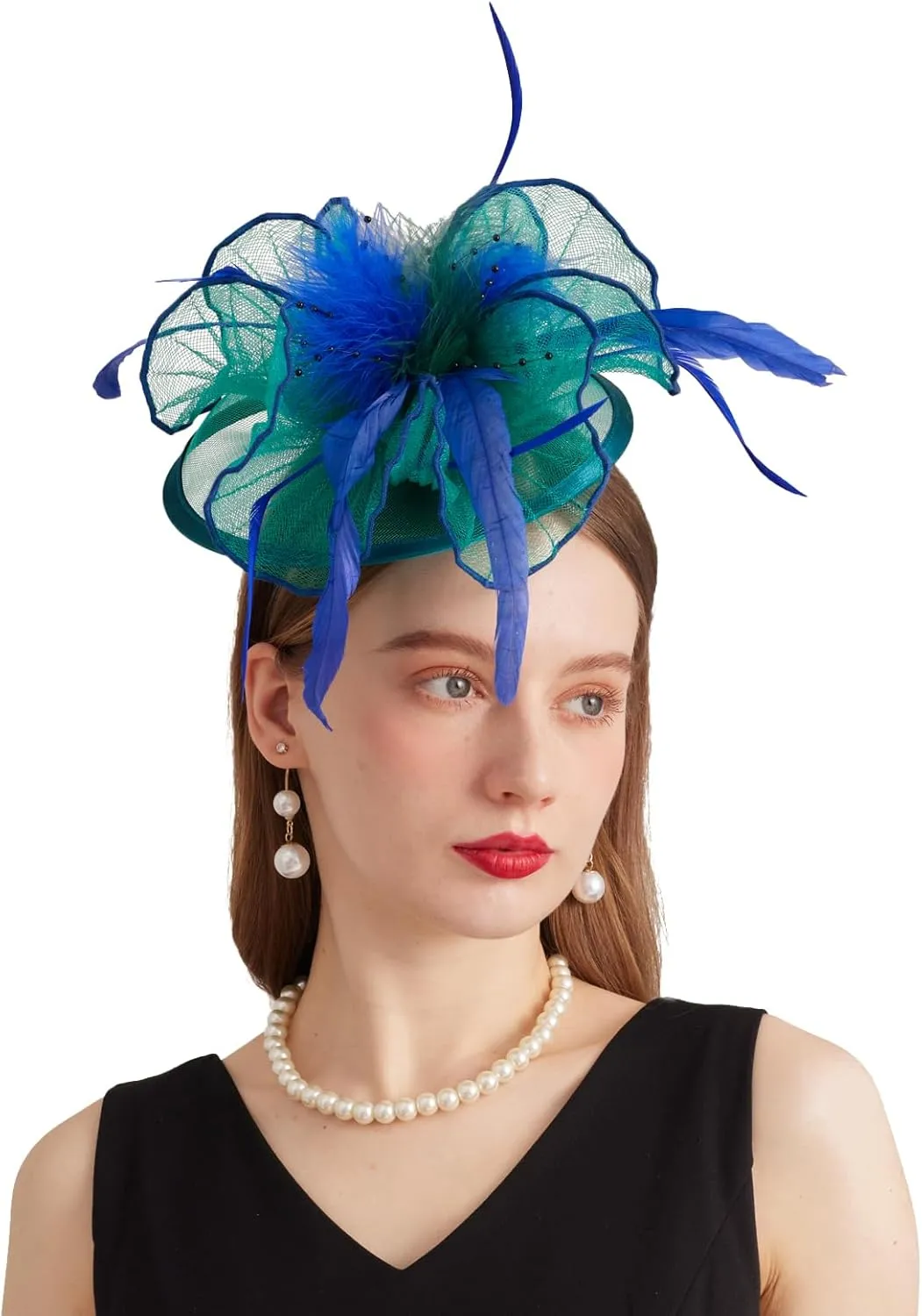 Women's Derby Church Fascinators Hat with Detachable Flowers for Wedding and Tea Party