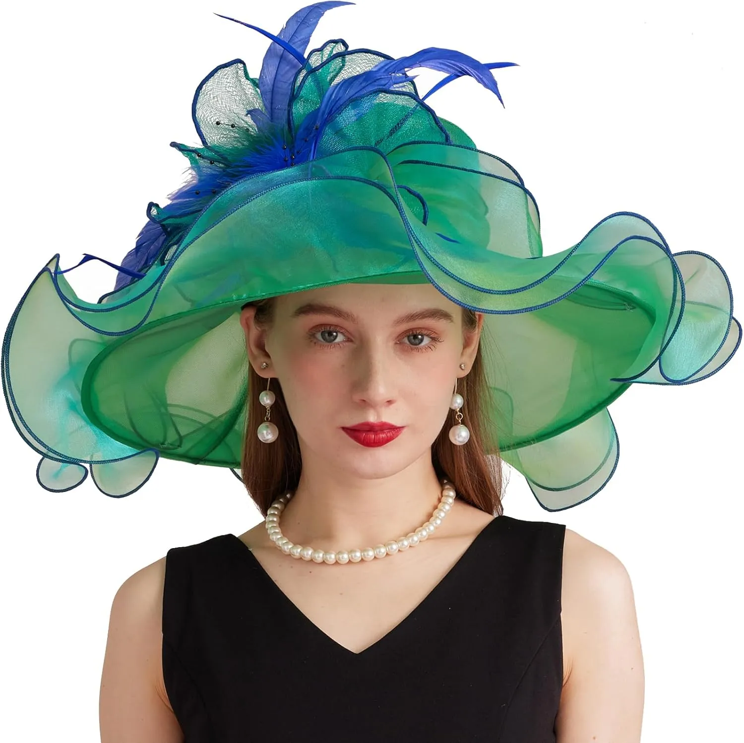 Women's Derby Church Fascinators Hat with Detachable Flowers for Wedding and Tea Party