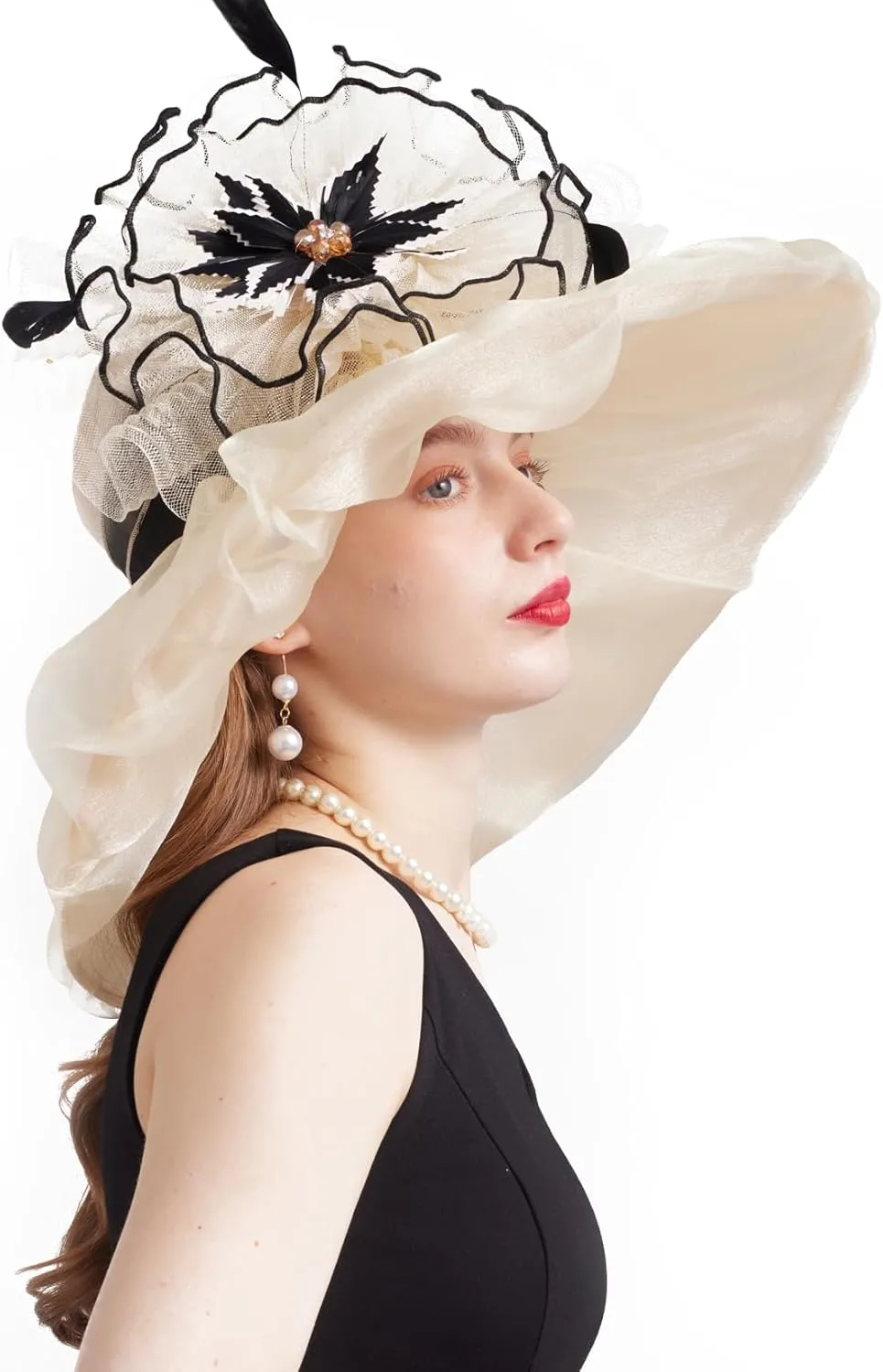 Women's Derby Church Fascinators Hat with Detachable Flowers for Wedding and Tea Party