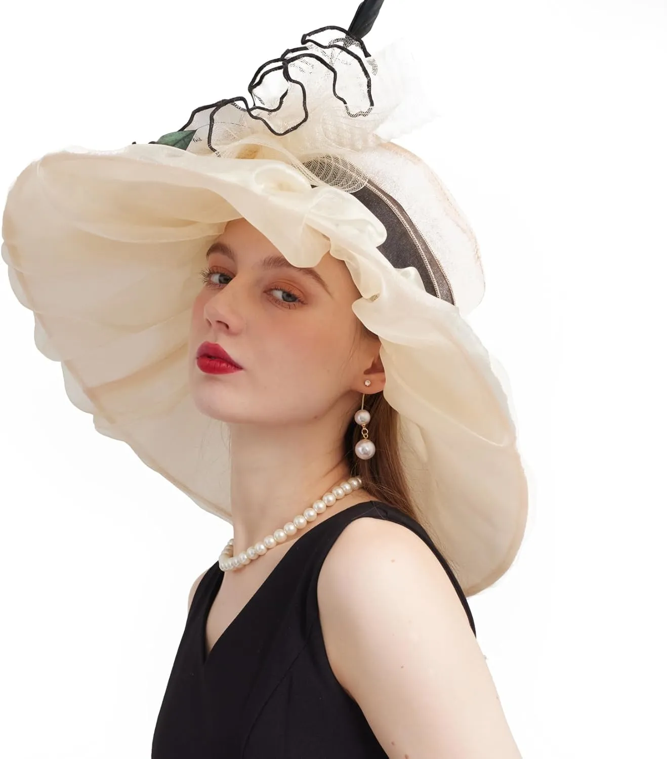 Women's Derby Church Fascinators Hat with Detachable Flowers for Wedding and Tea Party