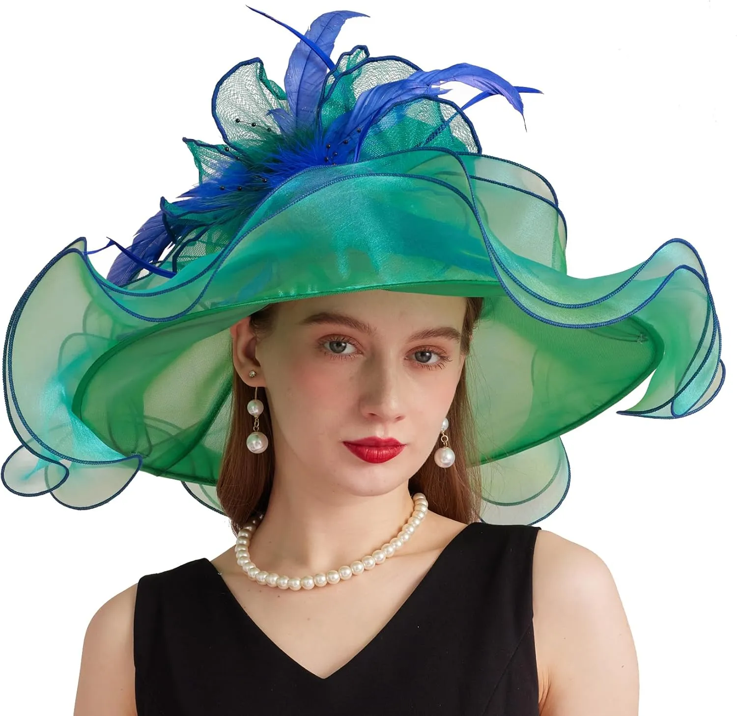 Women's Derby Church Fascinators Hat with Detachable Flowers for Wedding and Tea Party