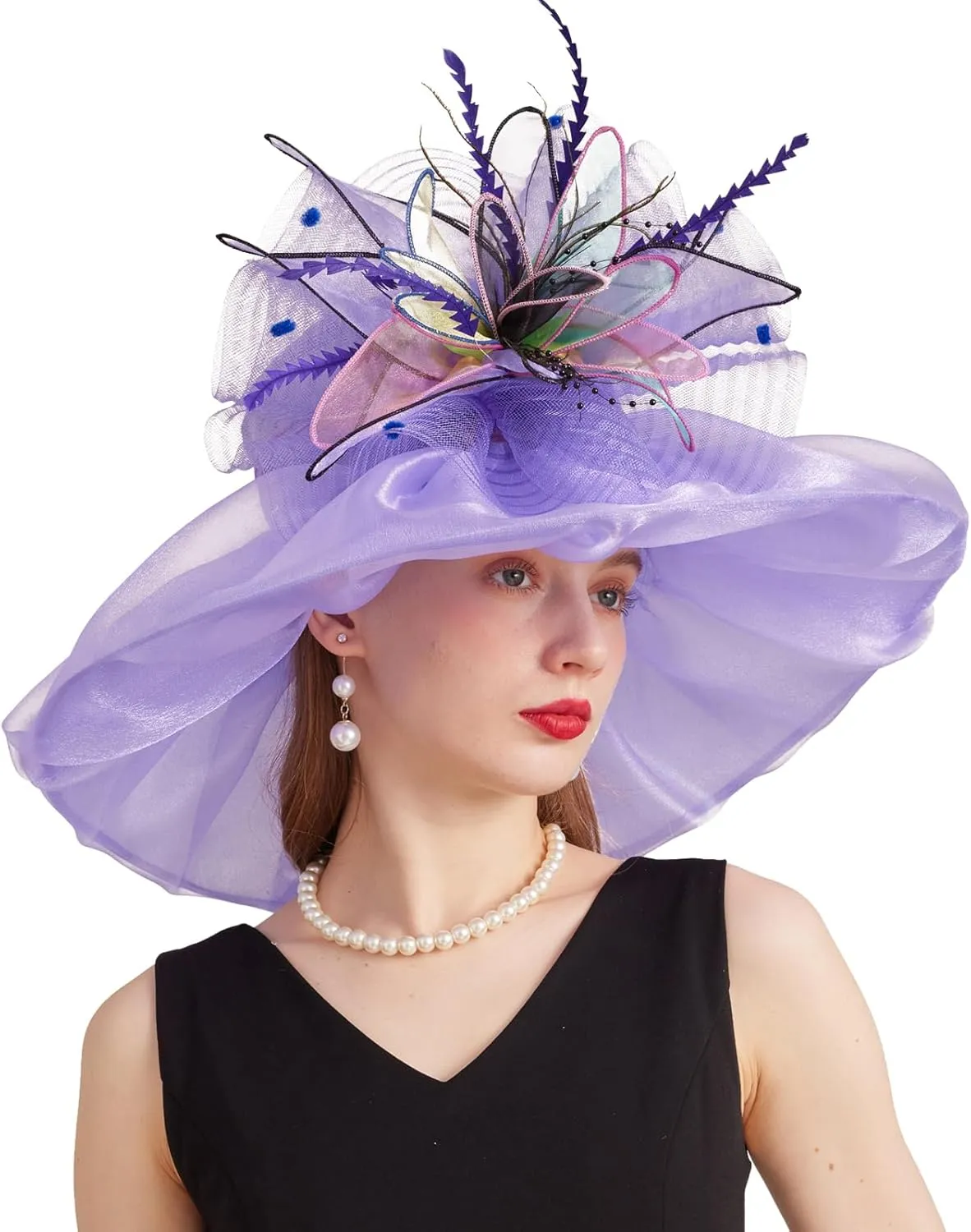 Women's Derby Church Fascinators Hat with Detachable Flowers for Wedding and Tea Party