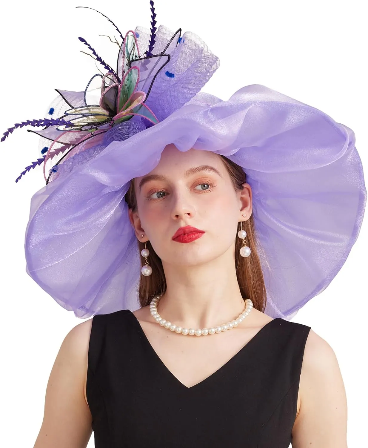 Women's Derby Church Fascinators Hat with Detachable Flowers for Wedding and Tea Party