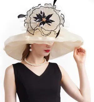 Women's Derby Church Fascinators Hat with Detachable Flowers for Wedding and Tea Party