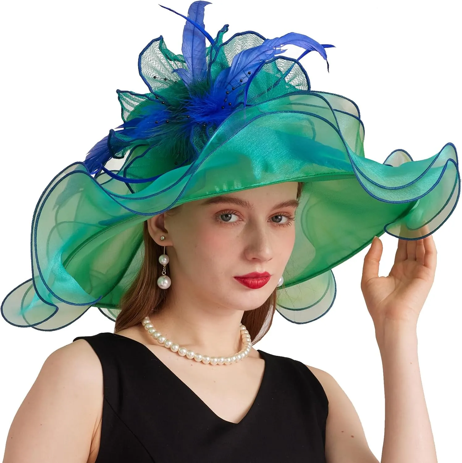 Women's Derby Church Fascinators Hat with Detachable Flowers for Wedding and Tea Party