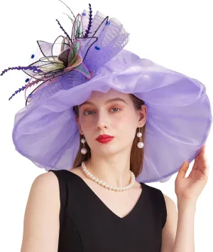 Women's Derby Church Fascinators Hat with Detachable Flowers for Wedding and Tea Party