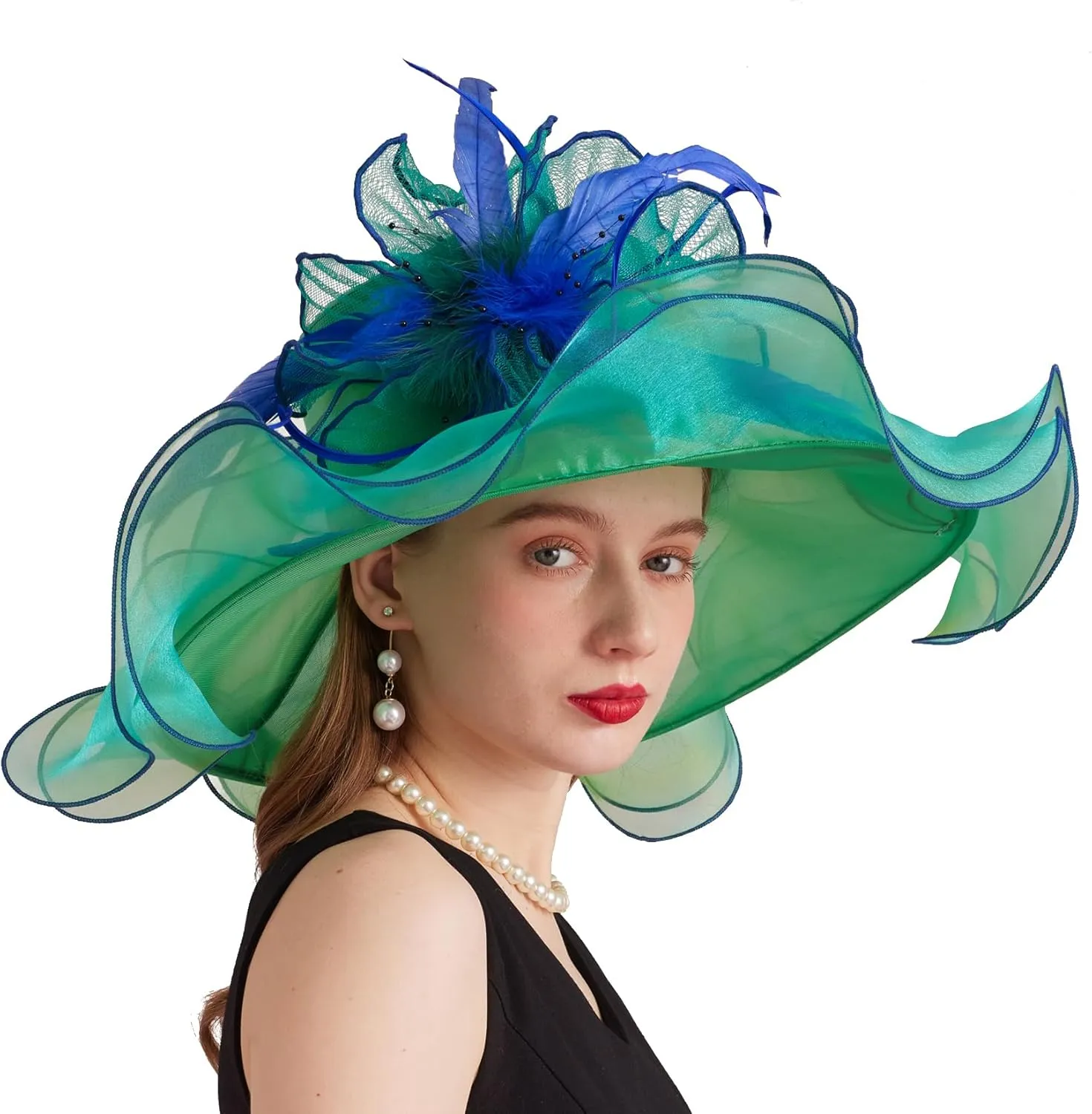 Women's Derby Church Fascinators Hat with Detachable Flowers for Wedding and Tea Party