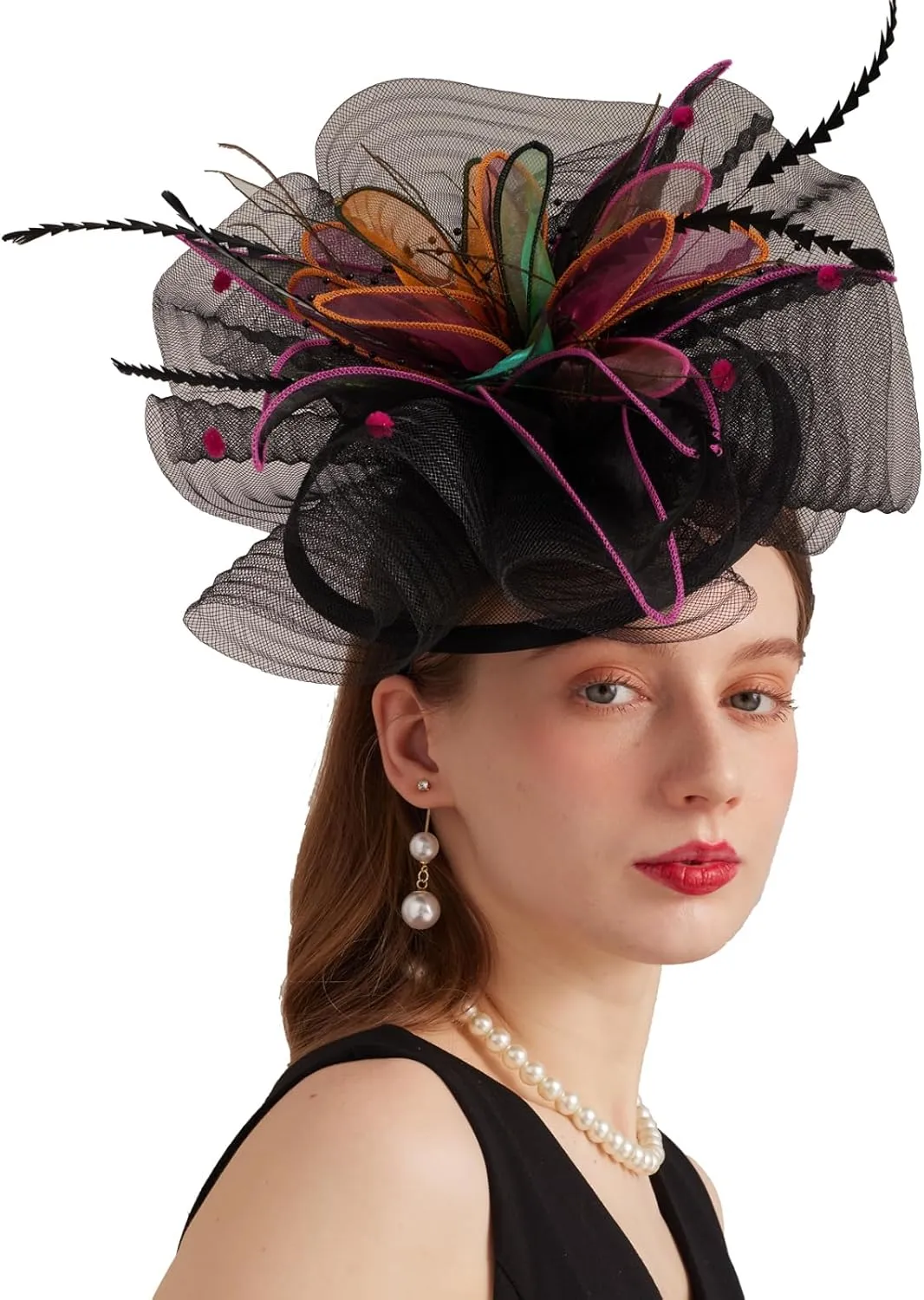 Women's Derby Church Fascinators Hat with Detachable Flowers for Wedding and Tea Party