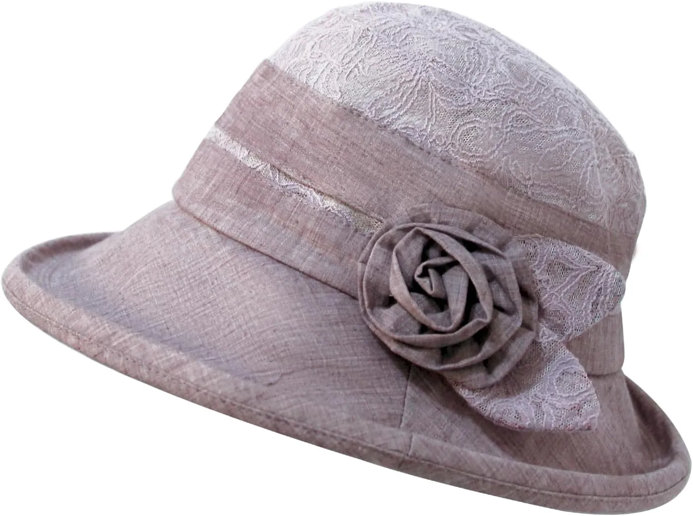 Women's Foldable Floral Bucket Hat Wide Brim Derby Church Wedding Fascinators Cloche Bowler Sun Hat