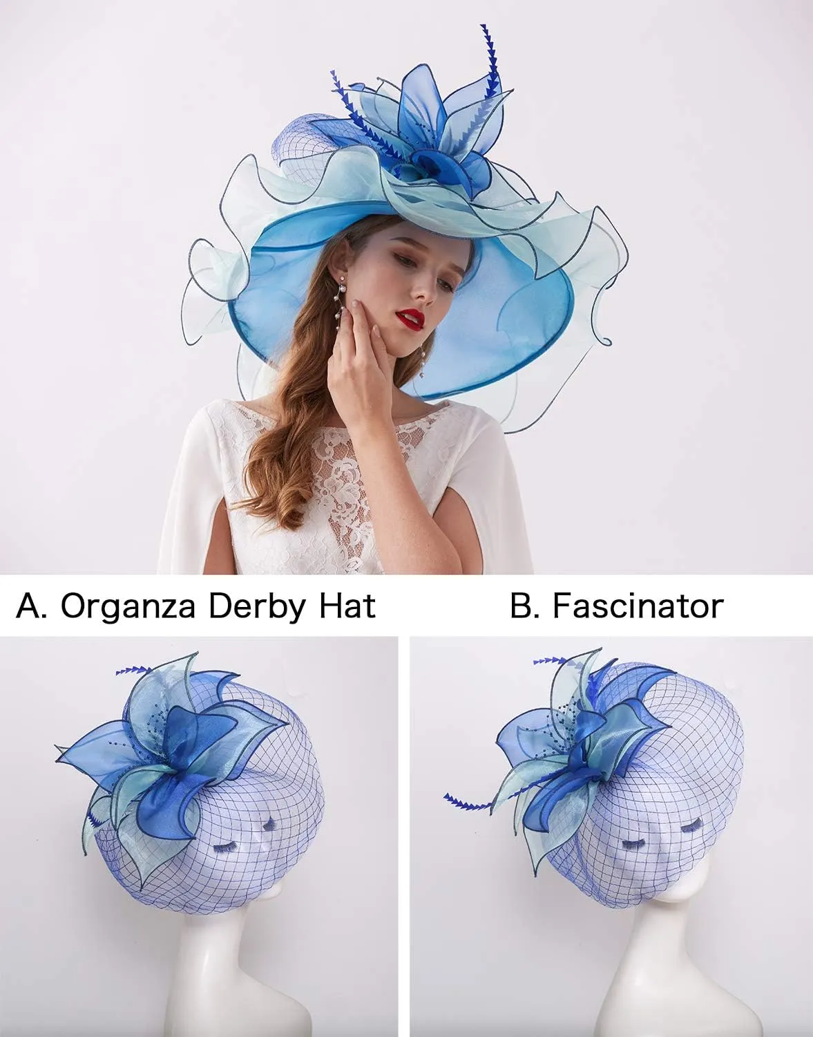 Women's Kentucky Derby Church Dress Hat Wide Brim Leaf Flower Bridal Shower Hat