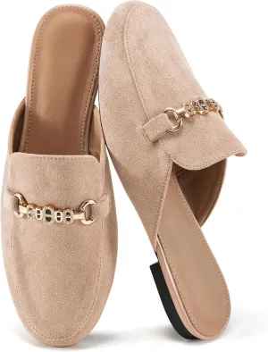 Womens Mules Buckle Flats: Classic Suede Slip On Shoes Dressy Closed Toe Backless Slides Loafers 2025