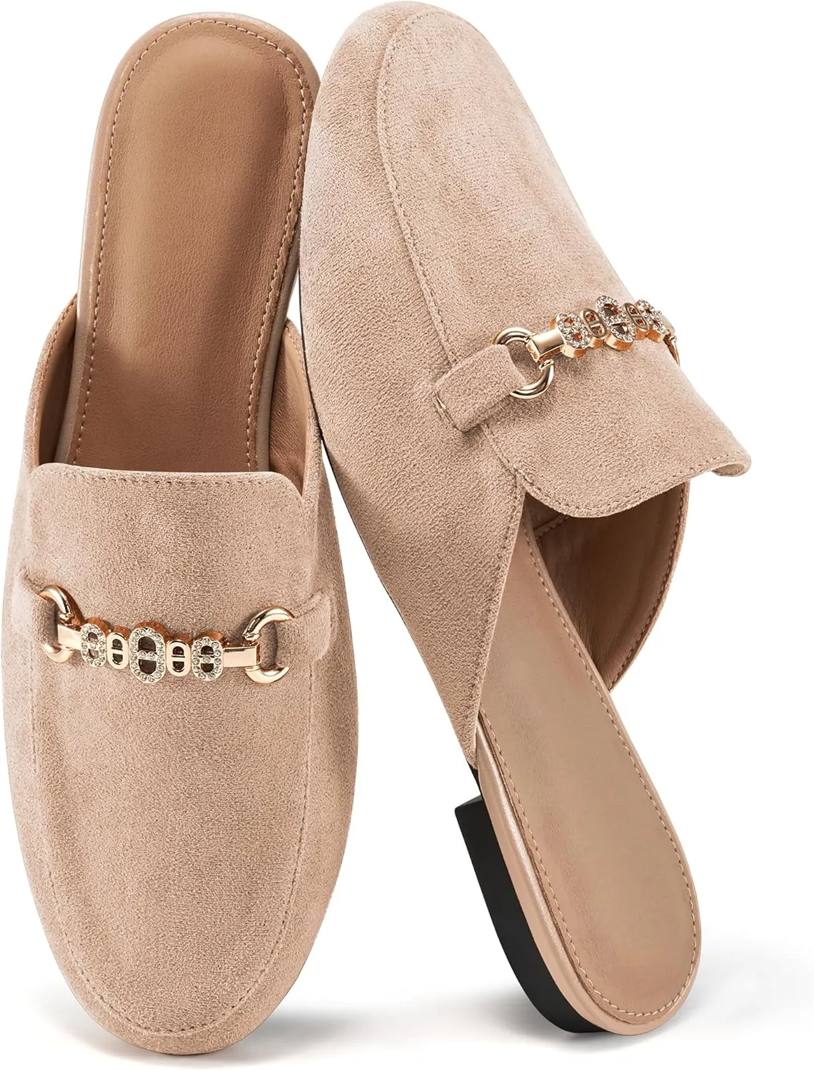 Womens Mules Buckle Flats: Classic Suede Slip On Shoes Dressy Closed Toe Backless Slides Loafers 2025
