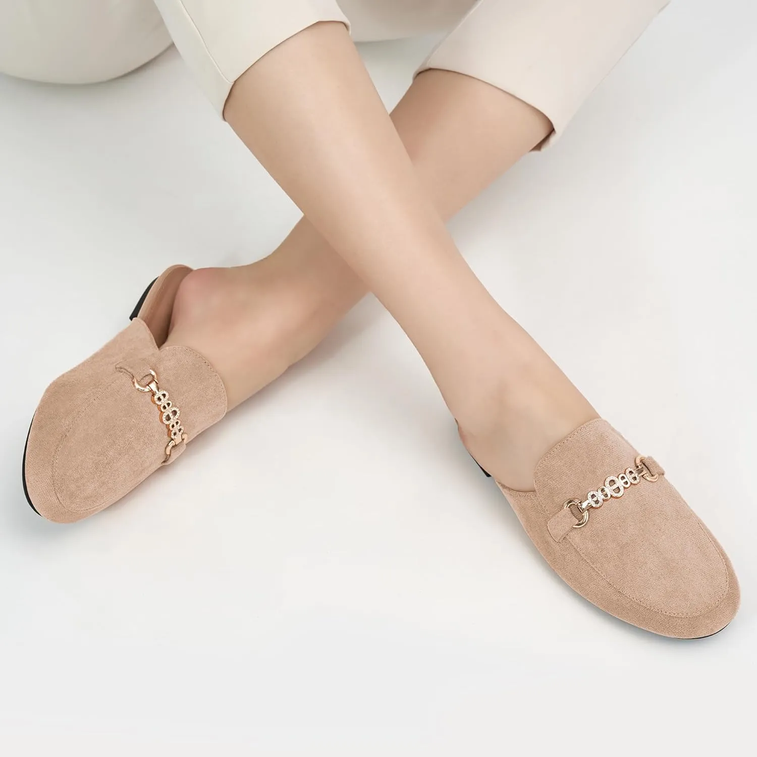 Womens Mules Buckle Flats: Classic Suede Slip On Shoes Dressy Closed Toe Backless Slides Loafers 2025