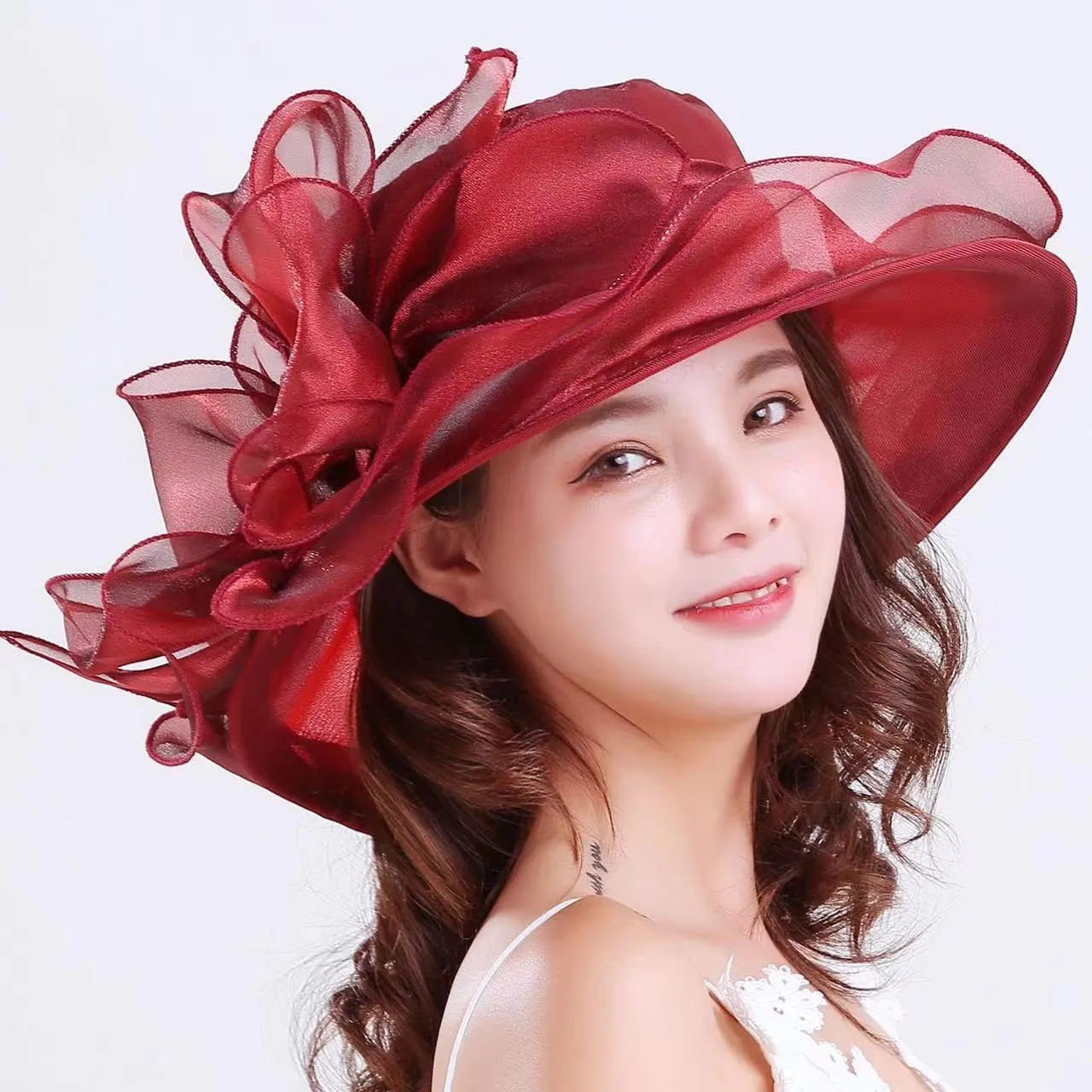 Women's Organza Mesh Church Derby Hat - Thin Breathable Sunshade Kentucky Fascinator Hat Elegant Tea Party Wedding Hats