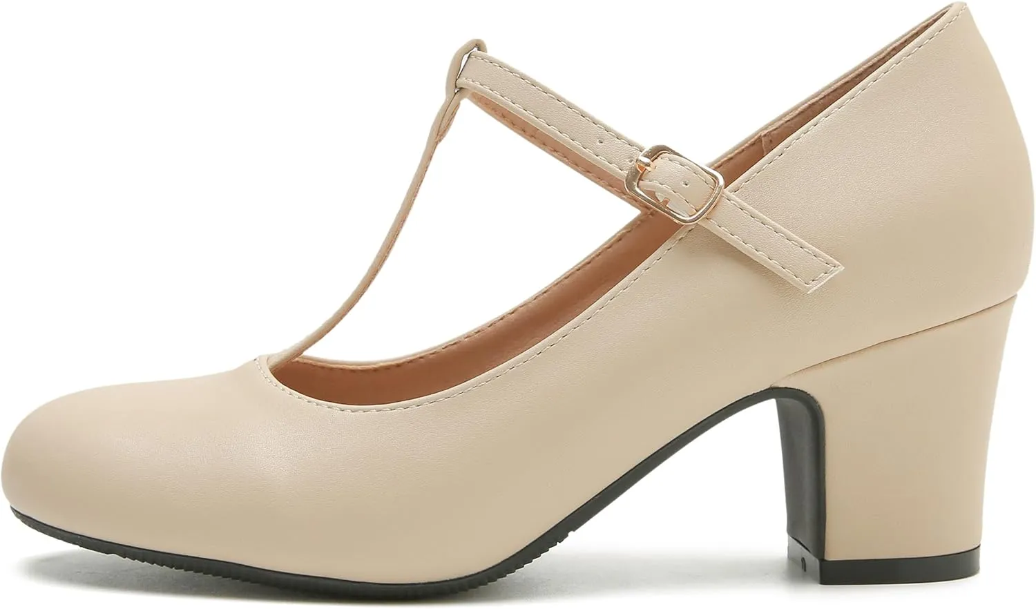 Women's T-Strap Mary Jane Pumps Closed Toe Low Block Chunky Heels Ankle Strap Wedding Business Dressy Evening Party Shoes