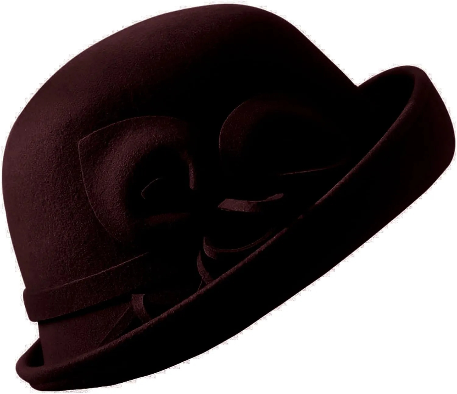 Women's Vintage 100% Wool Felt Cloche Bucket Bowler Hat Winter Vintage Bow Fedoras Church Derby Fascinator Hat