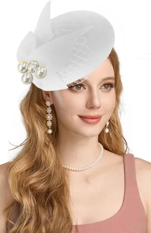 Women's Vintage 100% Wool Felt Cloche Bucket Bowler Hat Winter Vintage Bow Fedoras Church Derby Fascinator Hat