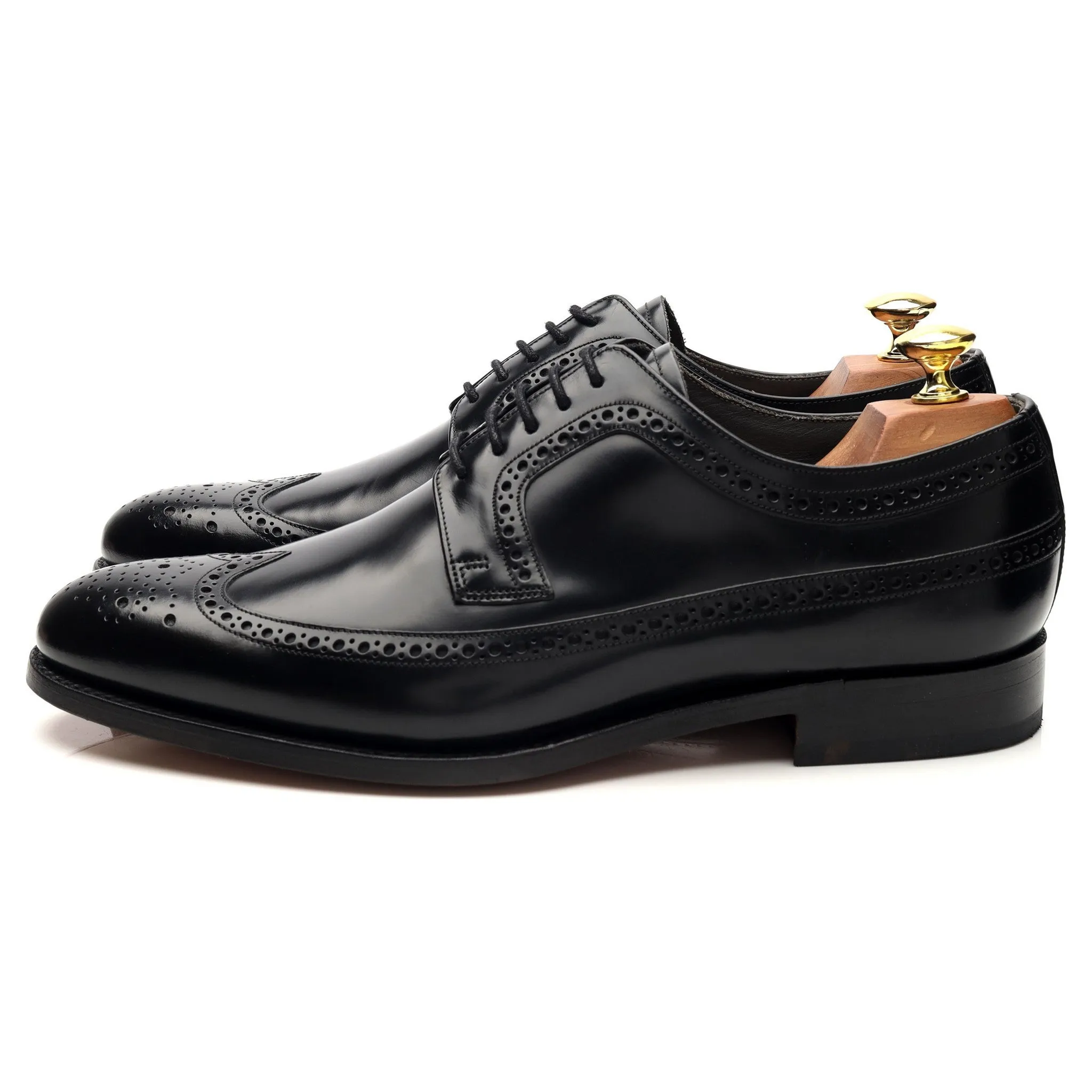 'Woodbridge' Black Leather Derby Brogues UK 8 G