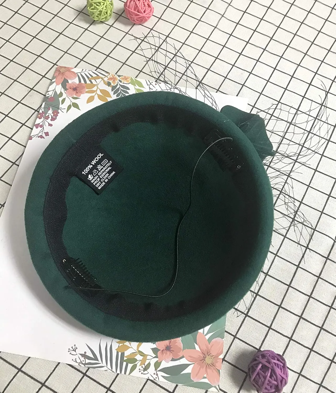 Wool Fascinator Pillbox Hat Winter British Wool Felt Hat for Women Wedding Church Hat Flower Fedoras