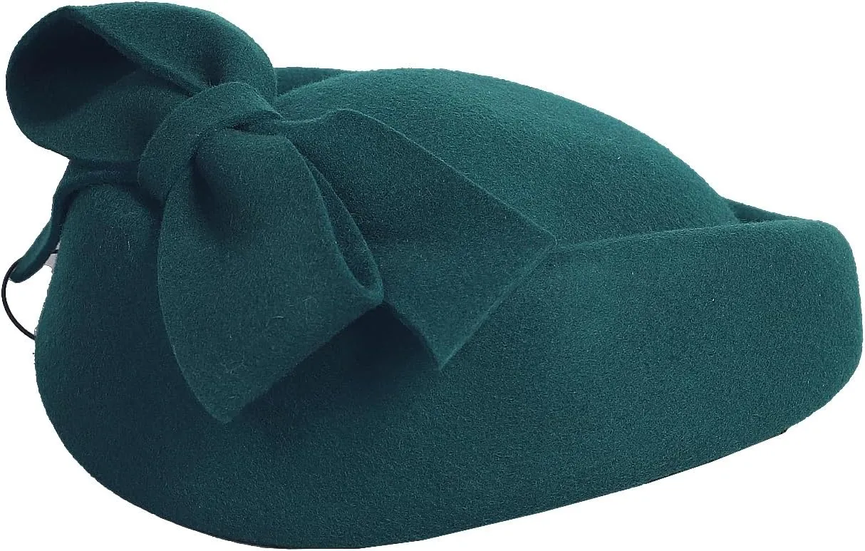 Wool Felt Fascinator Women Elegant Pillbox Hat Bowknot Derby Church Hat Retro Fedoras