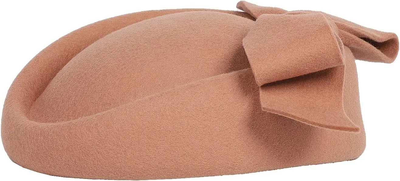Wool Felt Vintage Fascinator Winter Women Elegant Pillbox Hat Bowknot Derby Church Hat Retro Fedoras