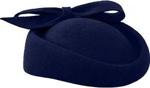 Wool Felt Vintage Fascinator Winter Women Elegant Pillbox Hat Bowknot Derby Church Hat Retro Fedoras