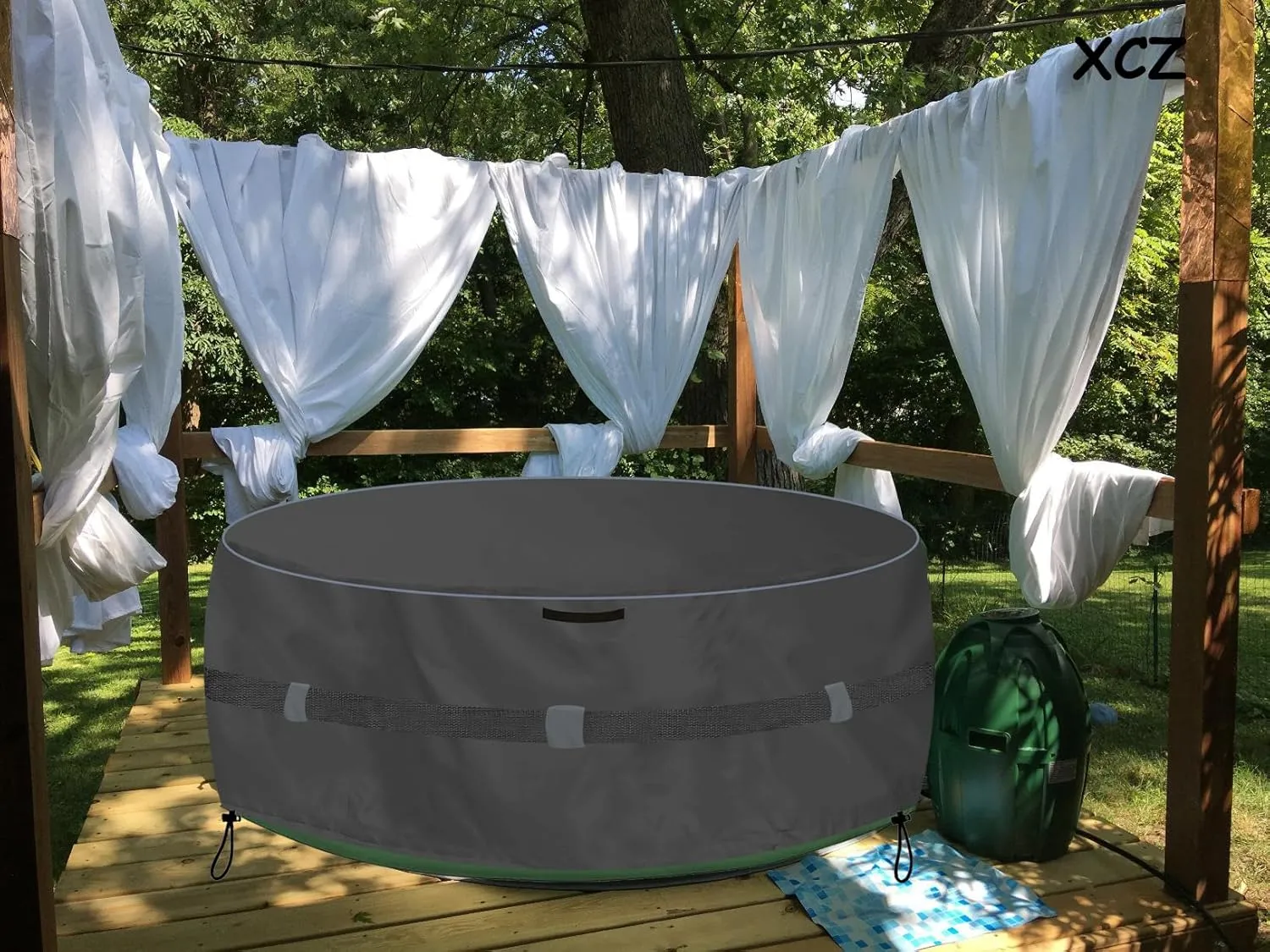 XCZ Portable Hot Tub Cover, Inflatable Hot Tub Full Coverage - Waterproof, Sunproof, Dustproof, Fits Most 4 Person/77 Inch Inflatable Hot Tub Spa, Round (Black， Cover Only)