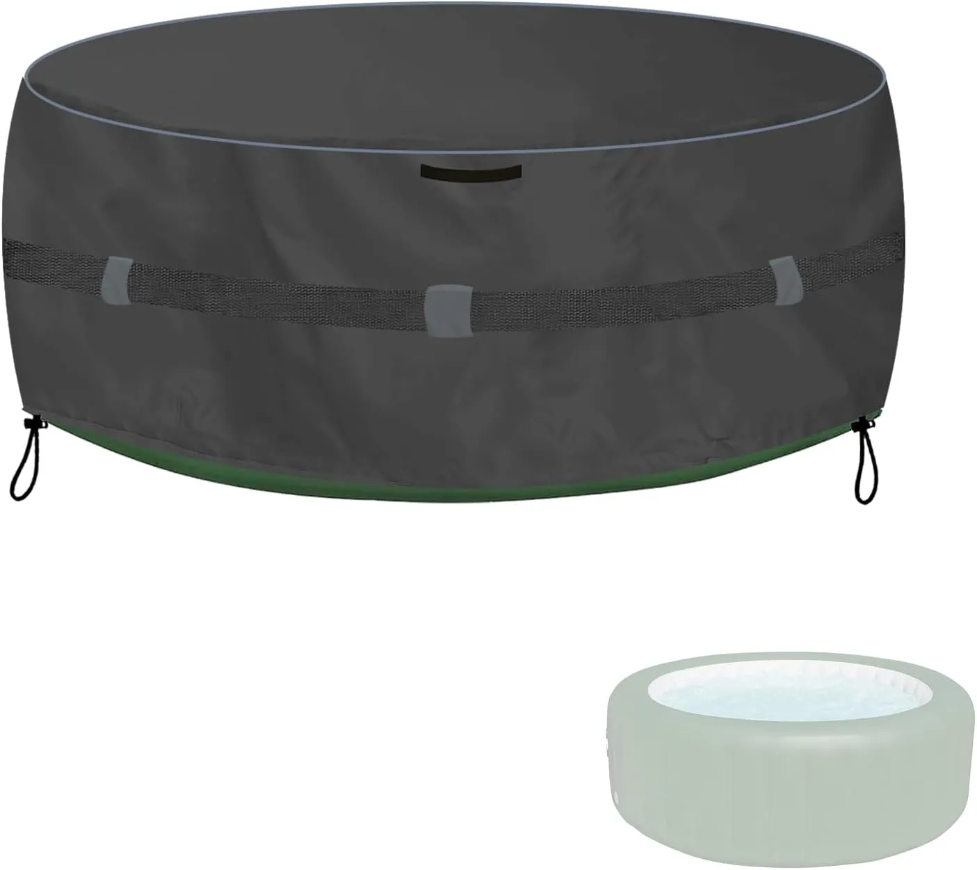 XCZ Portable Hot Tub Cover, Inflatable Hot Tub Full Coverage - Waterproof, Sunproof, Dustproof, Fits Most 4 Person/77 Inch Inflatable Hot Tub Spa, Round (Black， Cover Only)