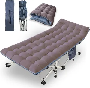 XXL Oversized Camping Cot 79" L x 32" W x 18" H with Comfortable Mattress - Heavy Duty Folding Bed for Adults, Extra Wide Sleep Solution for Home, Office, Outdoor, Indoor - Includes Carry Bag