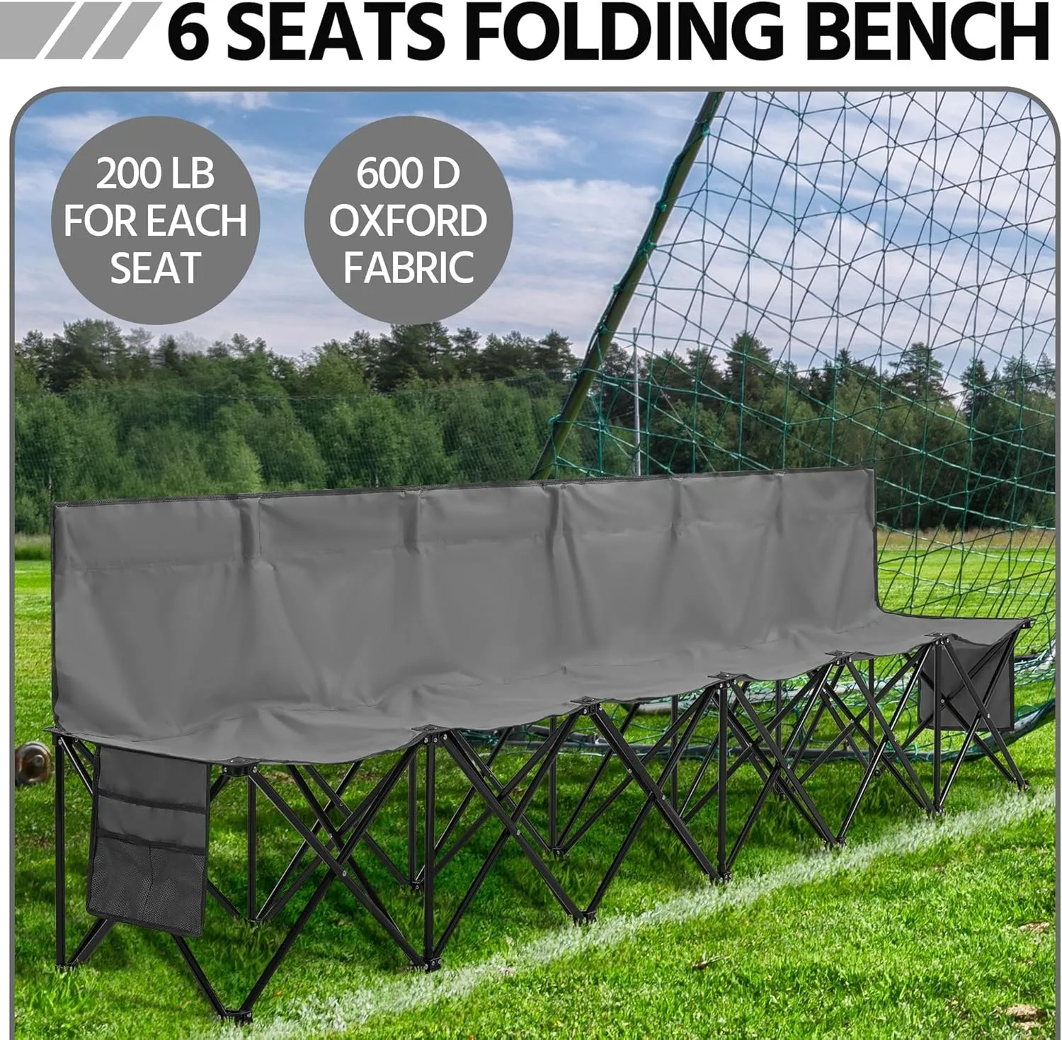 Yaheetech Foldable Sideline Bench 600D Oxford Double Layer Fabric