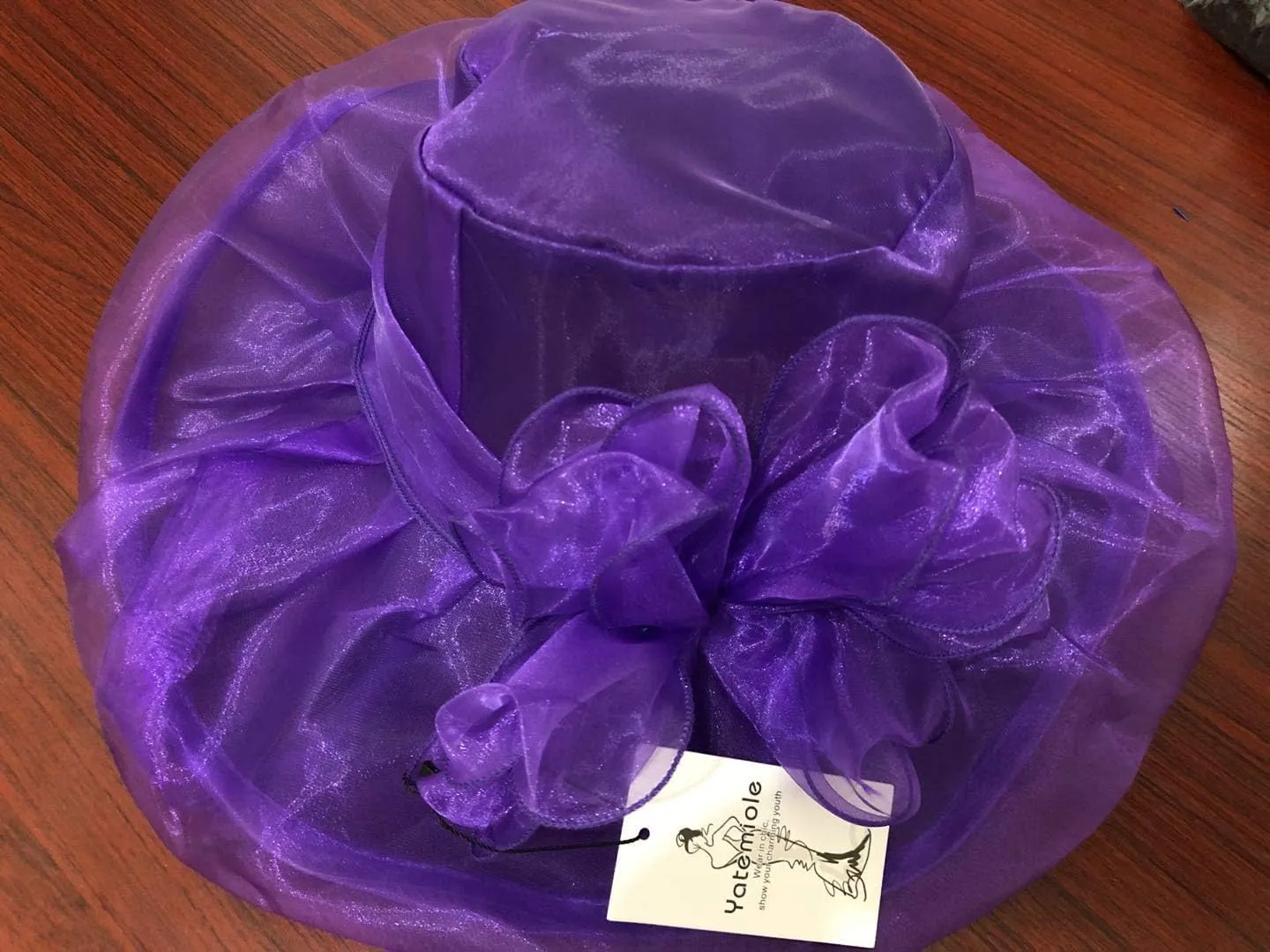 Yatemiole Women's Organza Church Wide Brim Tea Party Wedding Hat Derby Fascinator Cap Kentucky Wedding Hat