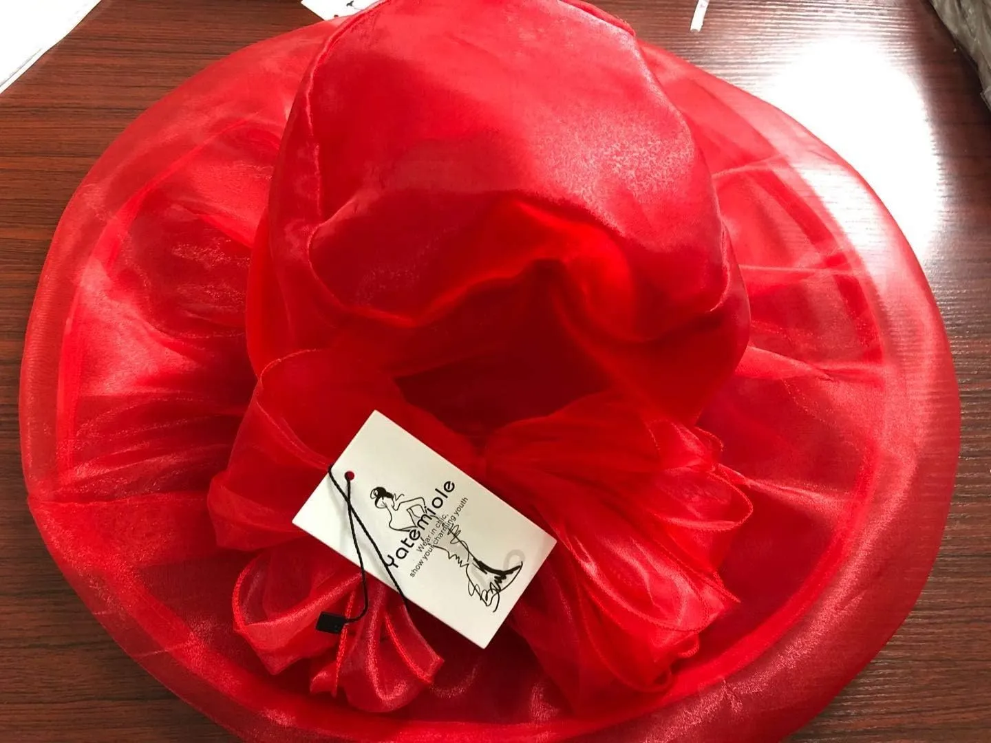 Yatemiole Women's Organza Church Wide Brim Tea Party Wedding Hat Derby Fascinator Cap Kentucky Wedding Hat