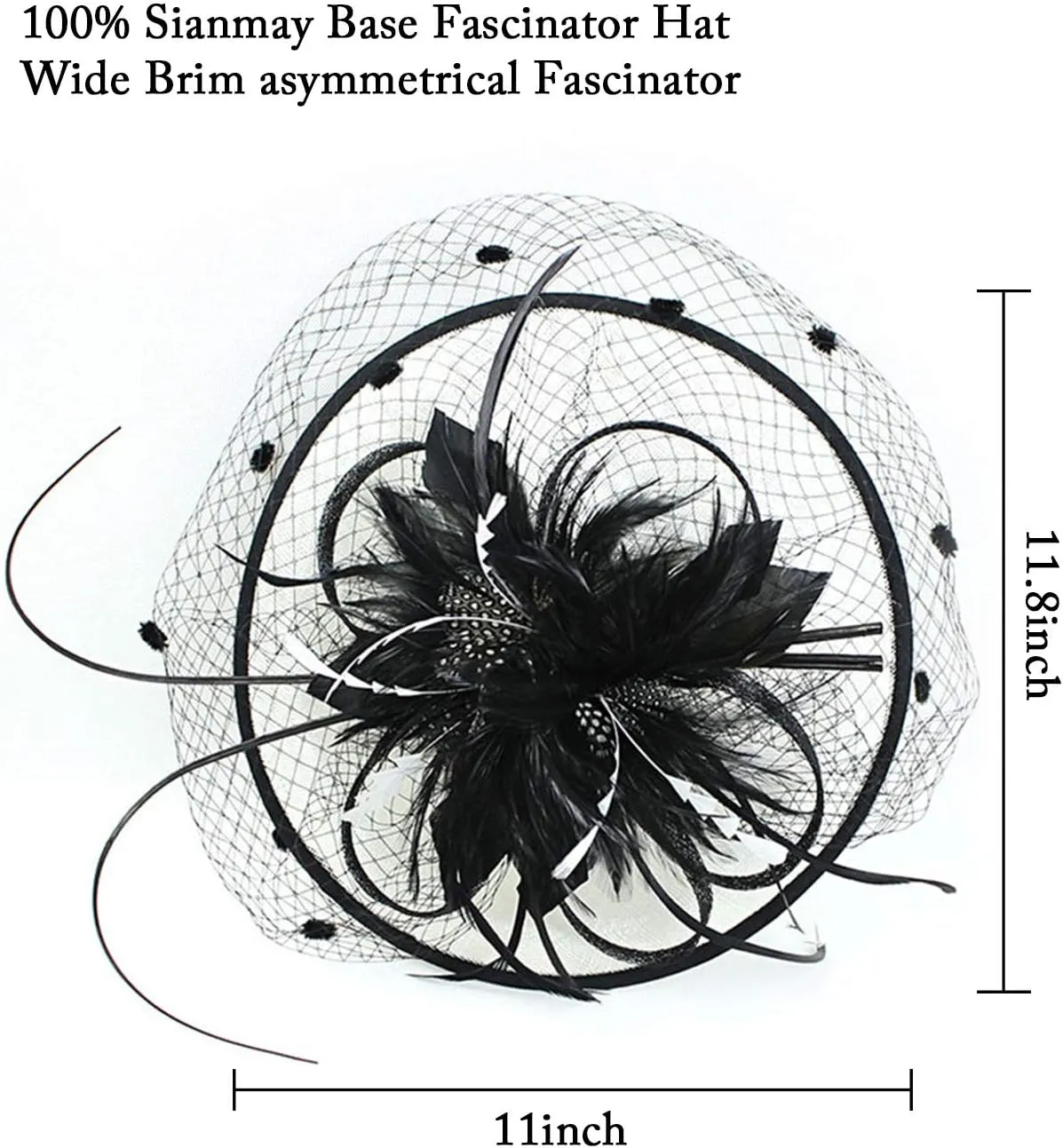 Z&X Sinamay Fascinator Hat Floral Feather Pillbox Derby Hats for Women Wedding Tea Party with Headband Clip