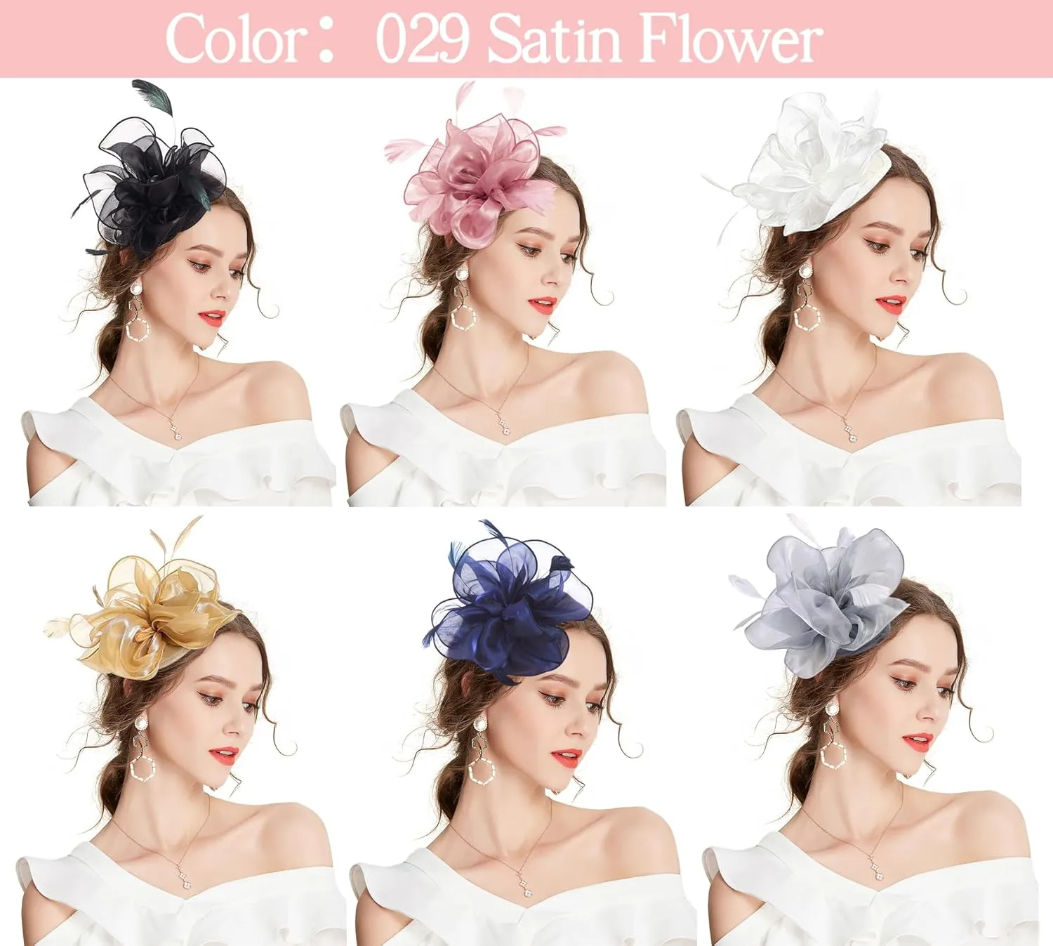 Z&X Sinamay Fascinator Pillbox Hats for Women Feather Flower Church Derby Headband Clip Wedding Tea Party Hat
