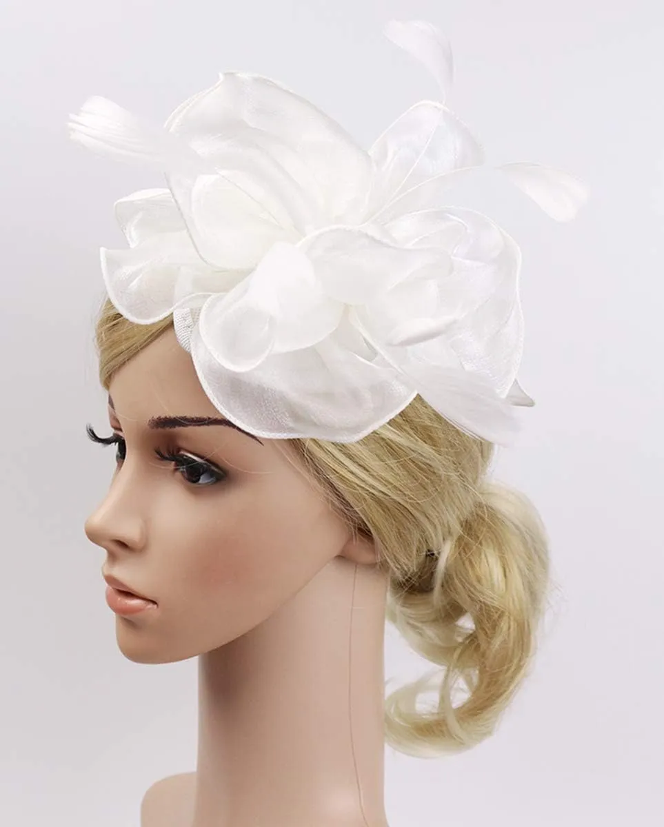 Z&X Sinamay Fascinator Pillbox Hats for Women Feather Flower Church Derby Headband Clip Wedding Tea Party Hat