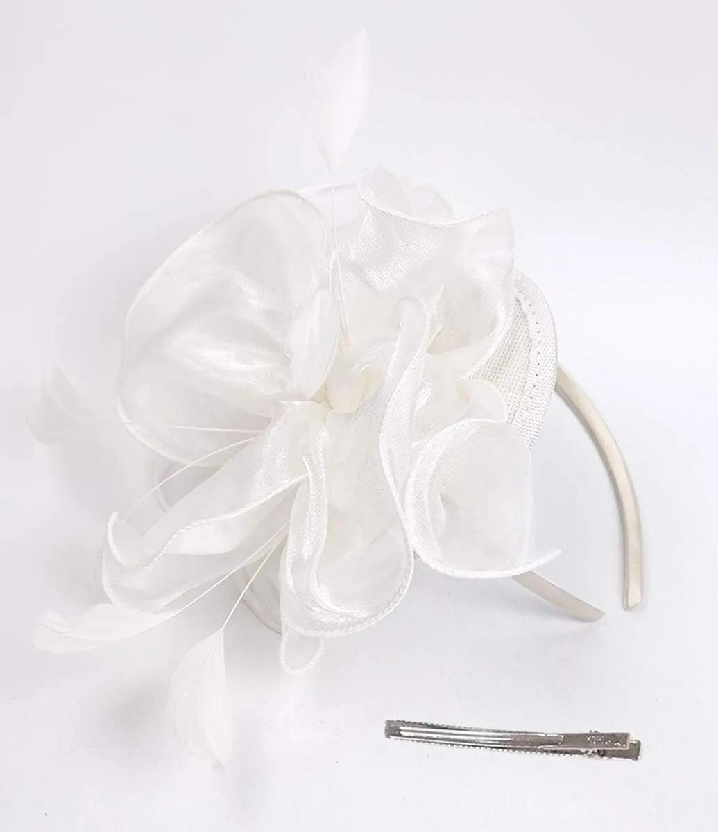 Z&X Sinamay Fascinator Pillbox Hats for Women Feather Flower Church Derby Headband Clip Wedding Tea Party Hat
