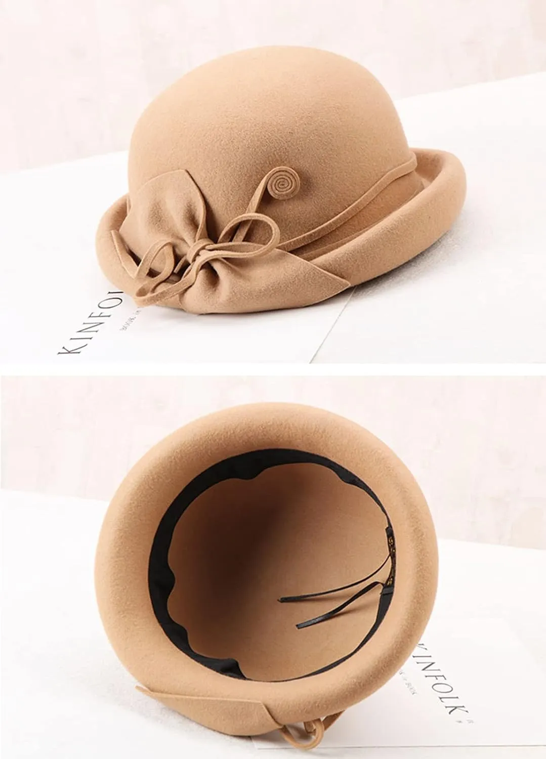 Z&X Wool Felt Veil Fascinator Pillbox Hats for Women Winter Tea Party Church Derby Hat Flower Beret Fedoras