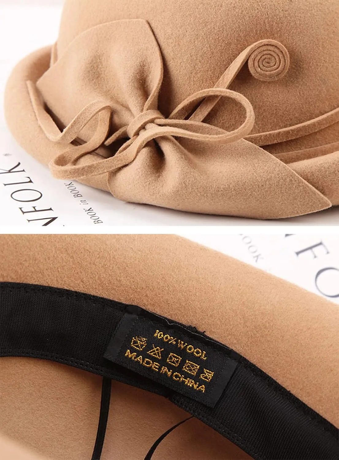 Z&X Wool Felt Veil Fascinator Pillbox Hats for Women Winter Tea Party Church Derby Hat Flower Beret Fedoras