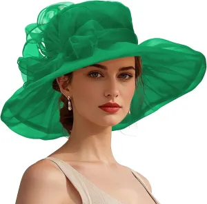 Zando Ken-Tucky Derby Hats for Women 2025 Vintage Organza Victorian Church Hats Elegant Fascinator Tea Party Wedding Hat