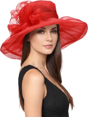 Zando Ken-Tucky Derby Hats for Women 2025 Vintage Organza Victorian Church Hats Elegant Fascinator Tea Party Wedding Hat
